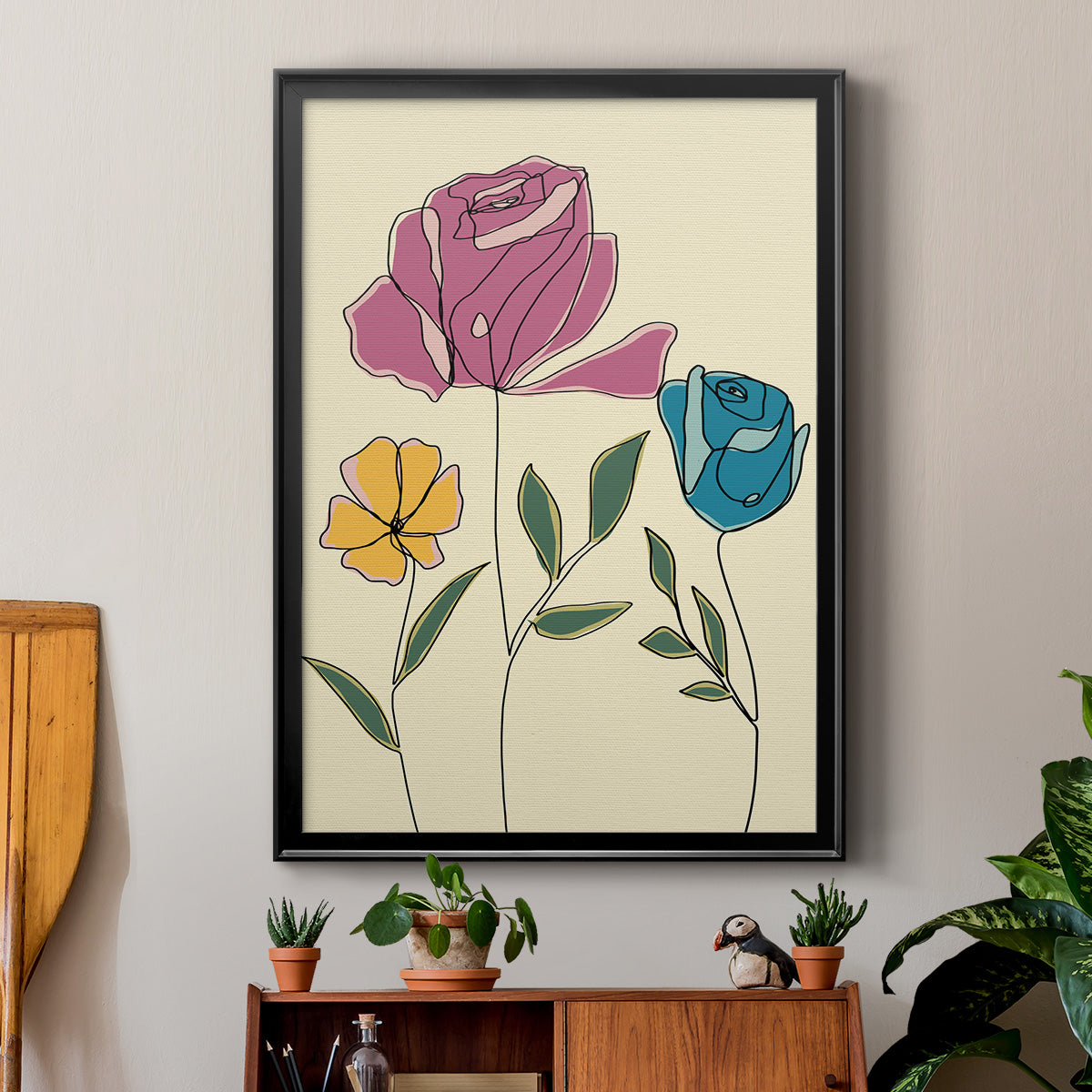 Colored Floral II - Modern Framed Canvas Print