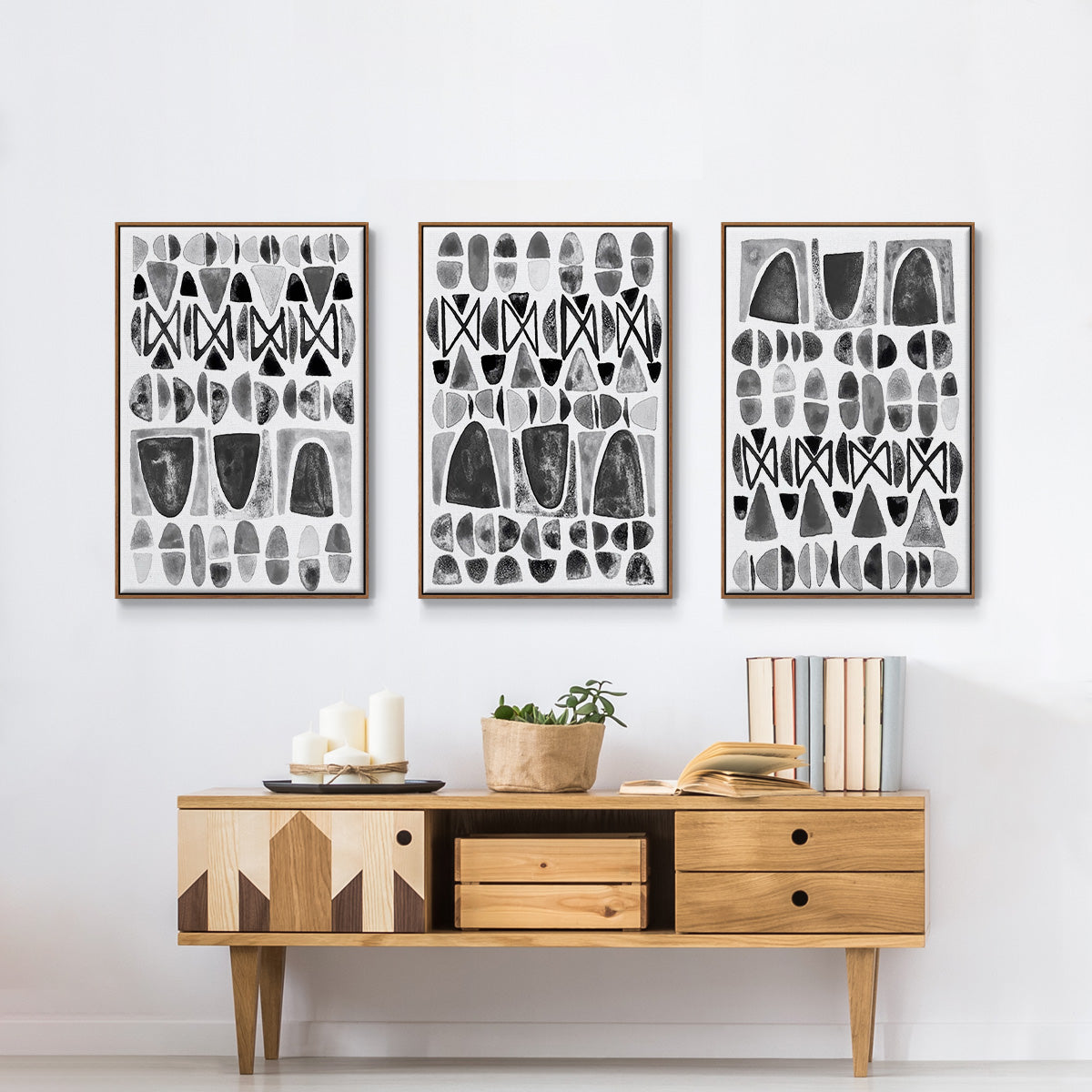 Grey Arches I - Floater Framed Canvas Set
