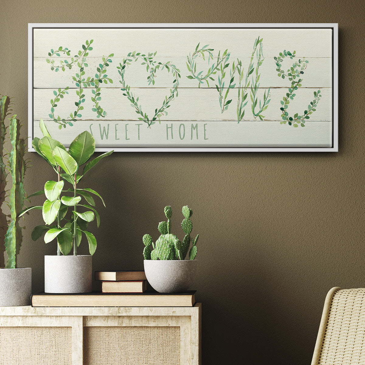 Shiplap Vines Home - Floater Framed Canvas Print