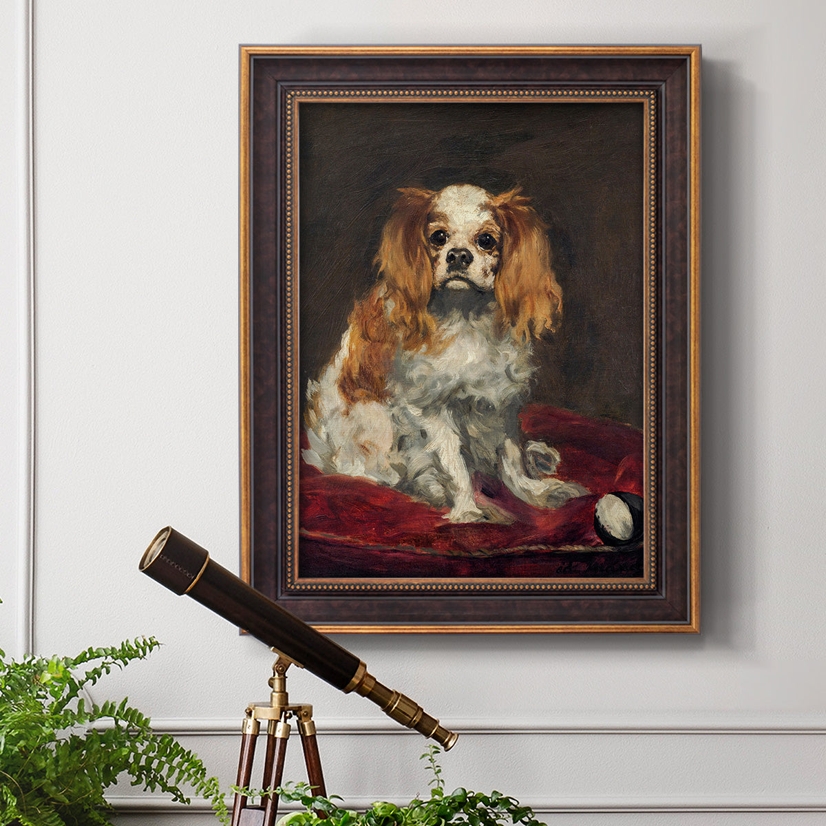 A King Charles Spaniel - Ornate Framed Canvas Print