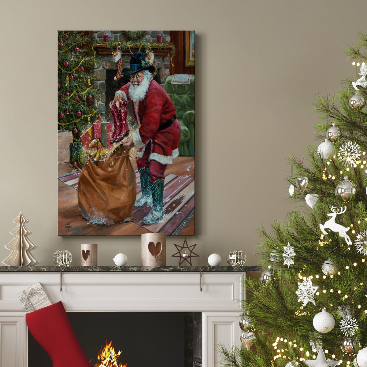 New Boots for Christmas Premium Gallery Wrapped Canvas - Ready to Hang