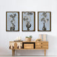 Graphic Flowers in Vase I - Framed Premium Gallery Wrapped Canvas L Frame 3 Piece Set - Ready to Hang