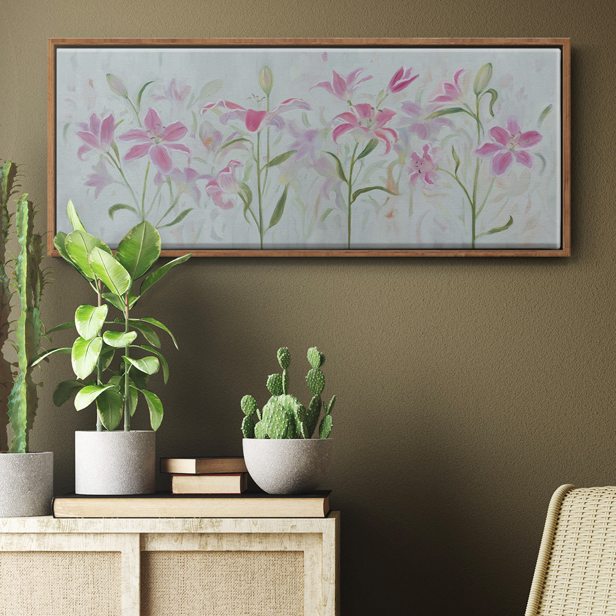Dancing Pink Trio III - Floater Framed Canvas Print