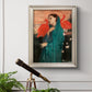 Impressionist portrait of a young woman with an ibis by Edgar Degas in an ornate champagne frame displayed in a light-toned interior setting.