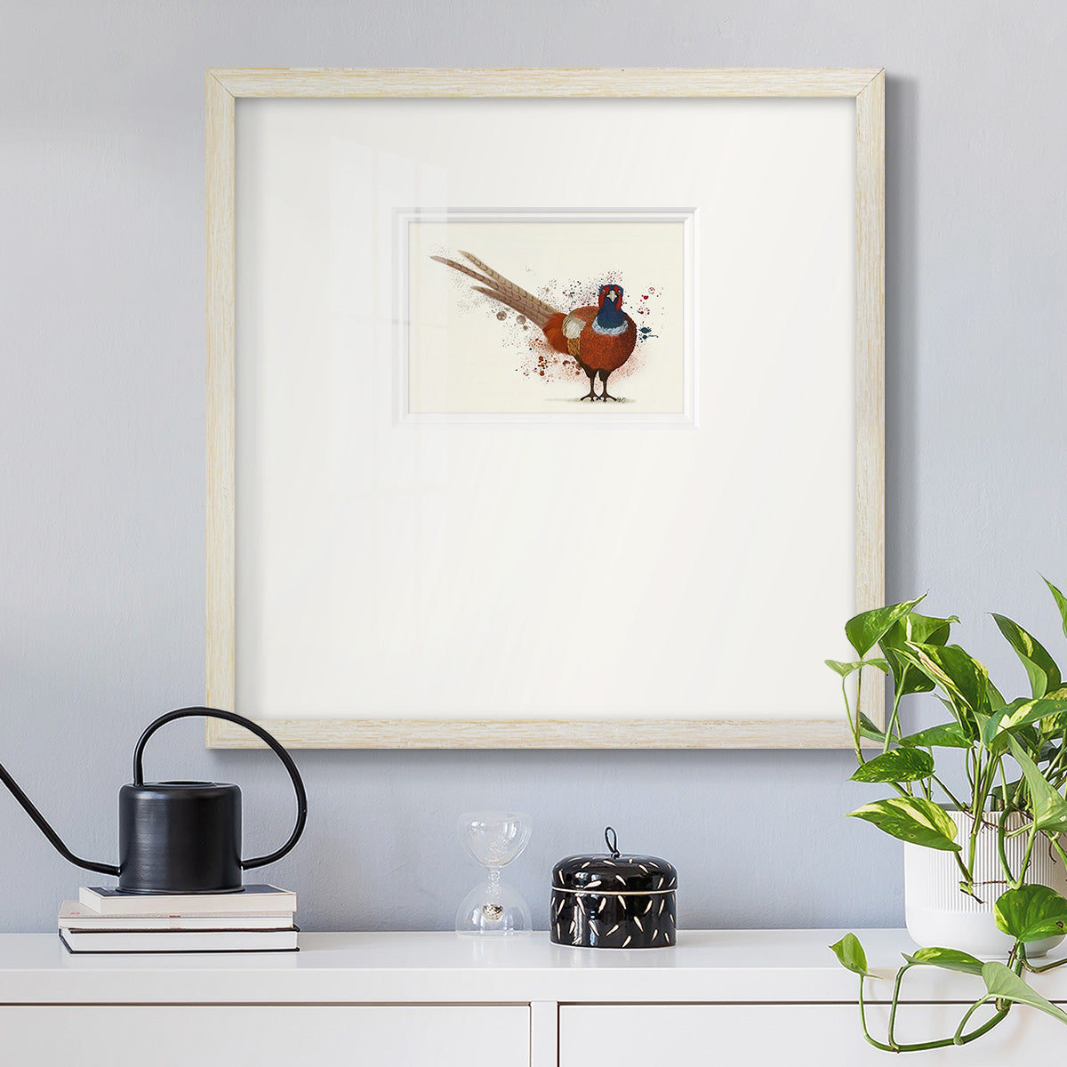 Pheasant Splash 7 Premium Framed Print Double Matboard