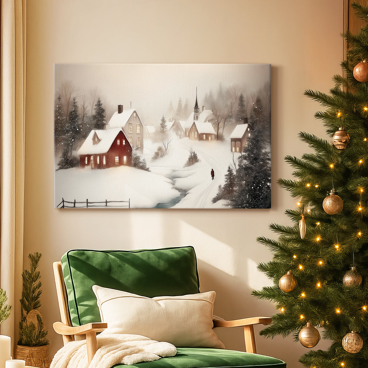 Golden Yule Promise - Canvas Art Print