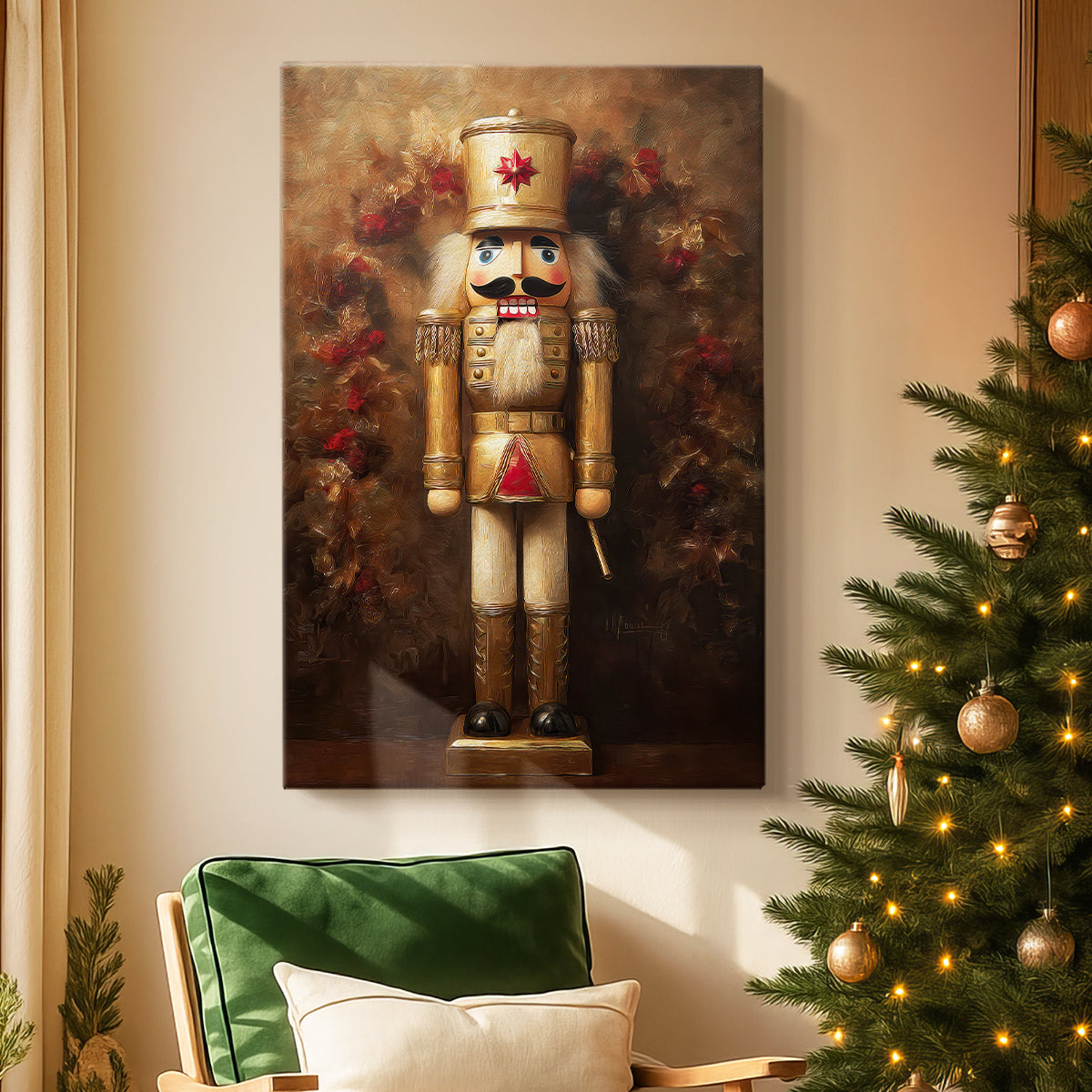 Candlelit Sleigh Hearth - Canvas Art Print