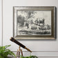 Classical pastoral landscape artwork by Nicolas Berchem in an ornate mottled silver frame displayed in a light-toned interior setting.