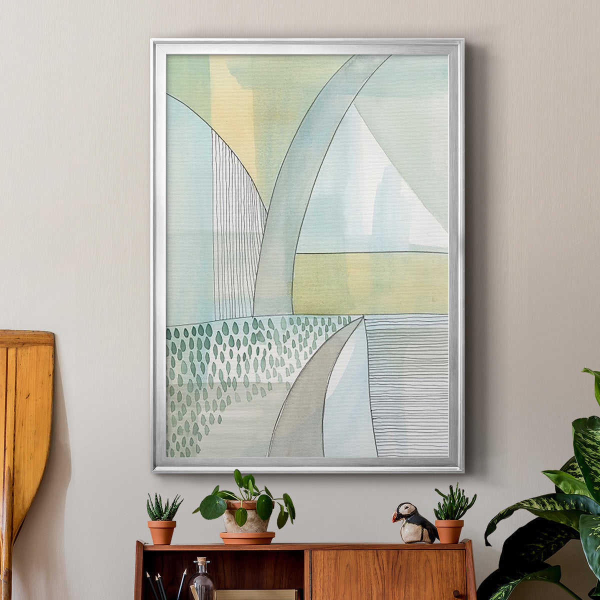Mint Reflection II - Modern Framed Canvas Print