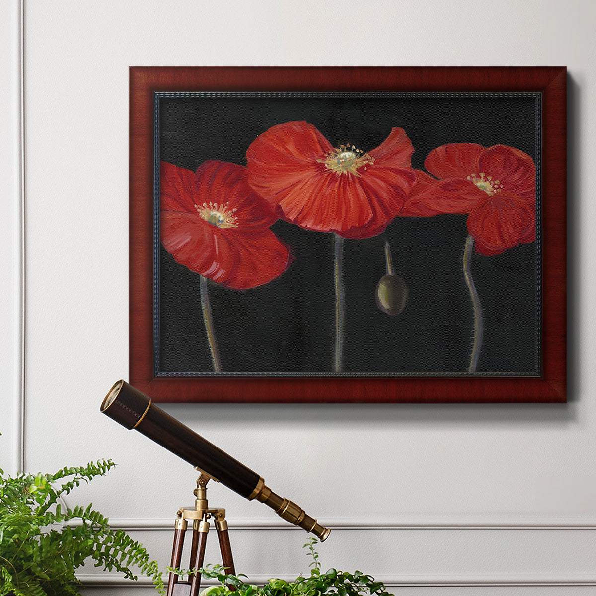 Poppy Trio I Premium Framed Canvas- Ready to Hang