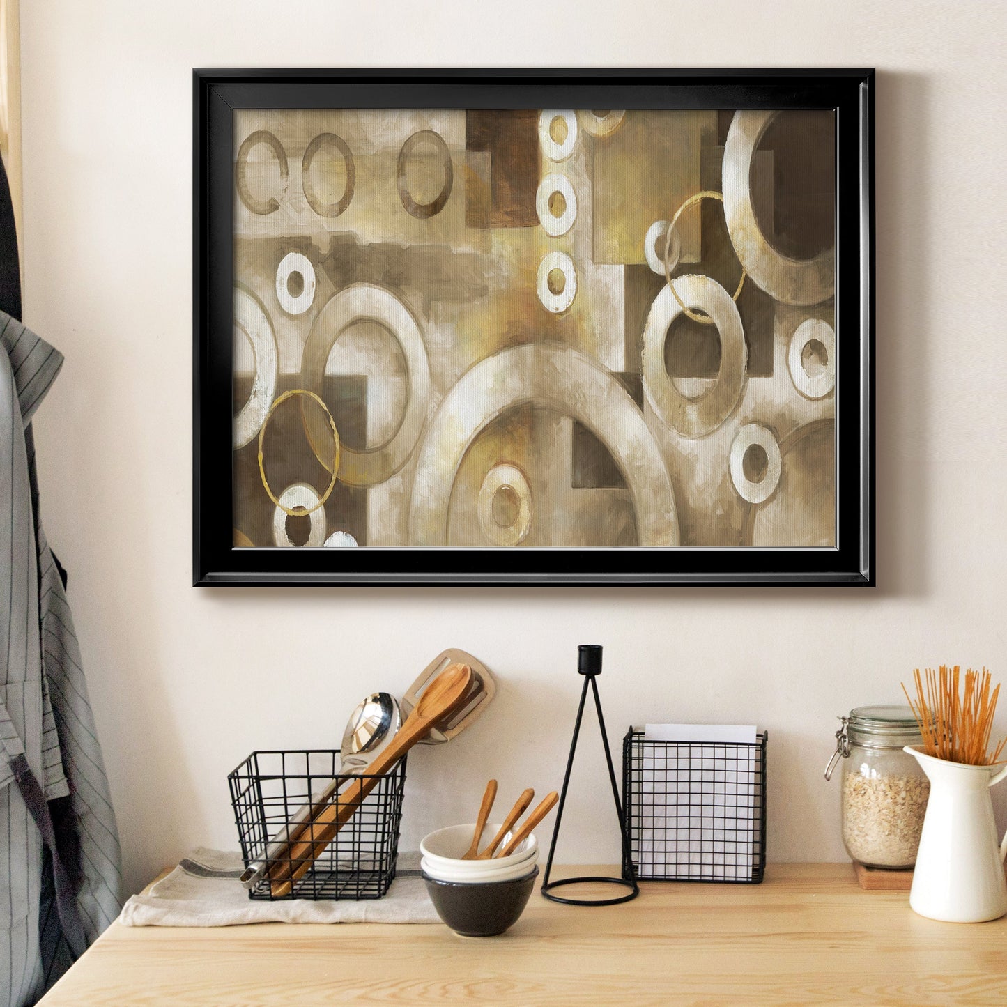 Neutral Motion - Modern Framed Canvas Print