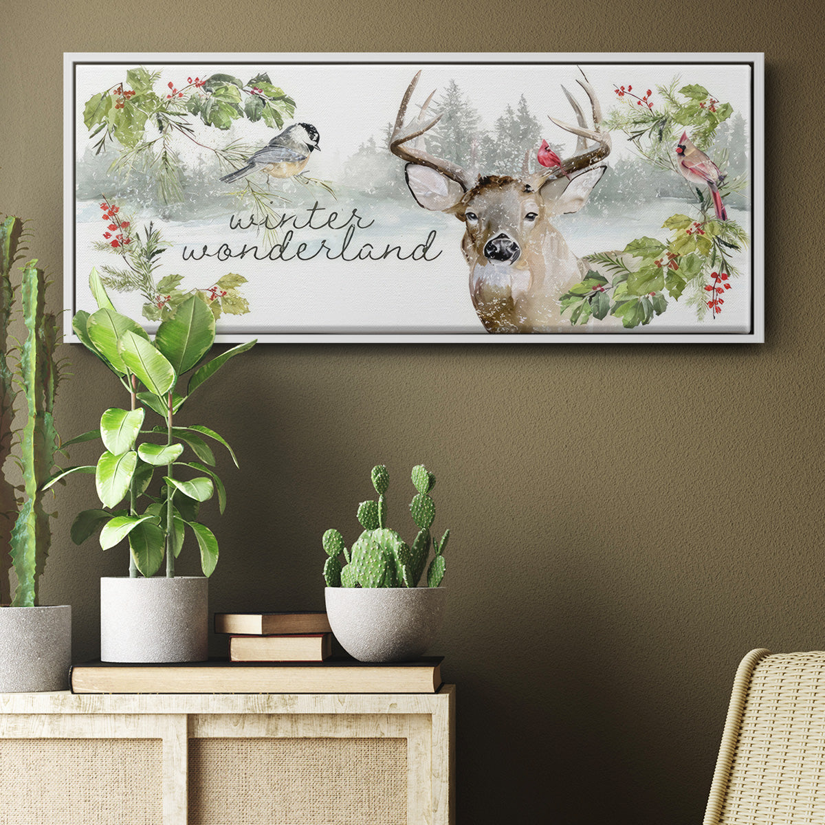 Reindeer Woods - Floater Framed Canvas Print