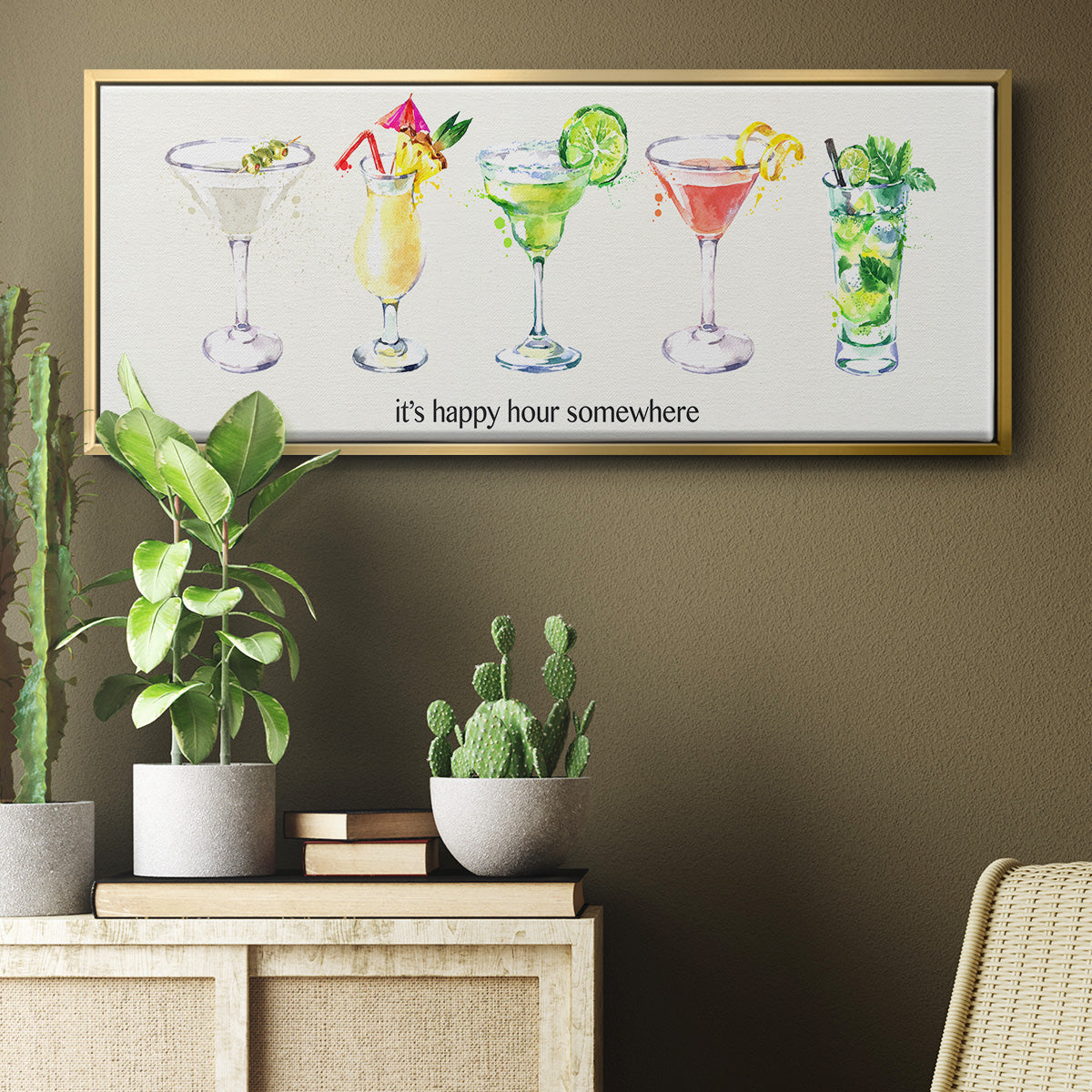 Happy Hour Cocktails - Floater Framed Canvas Print