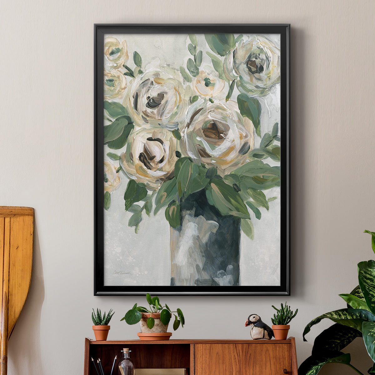 Floral Depth - Modern Framed Canvas Print