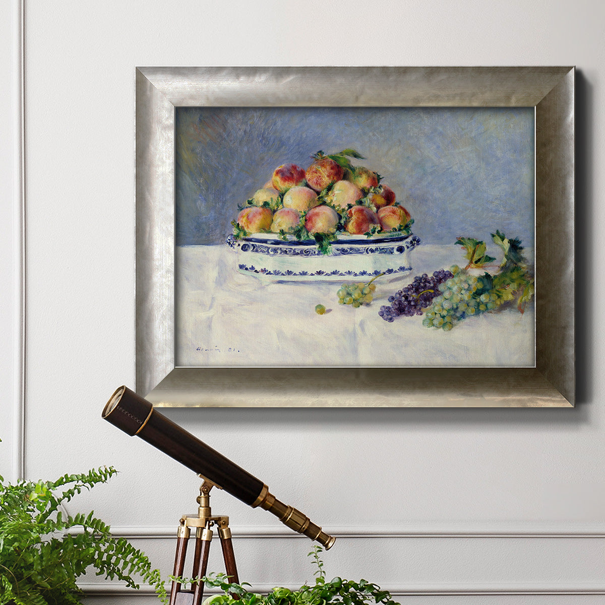 Still Life with Peaches and Grapes Premium Framed Canvas- Ready to Hang