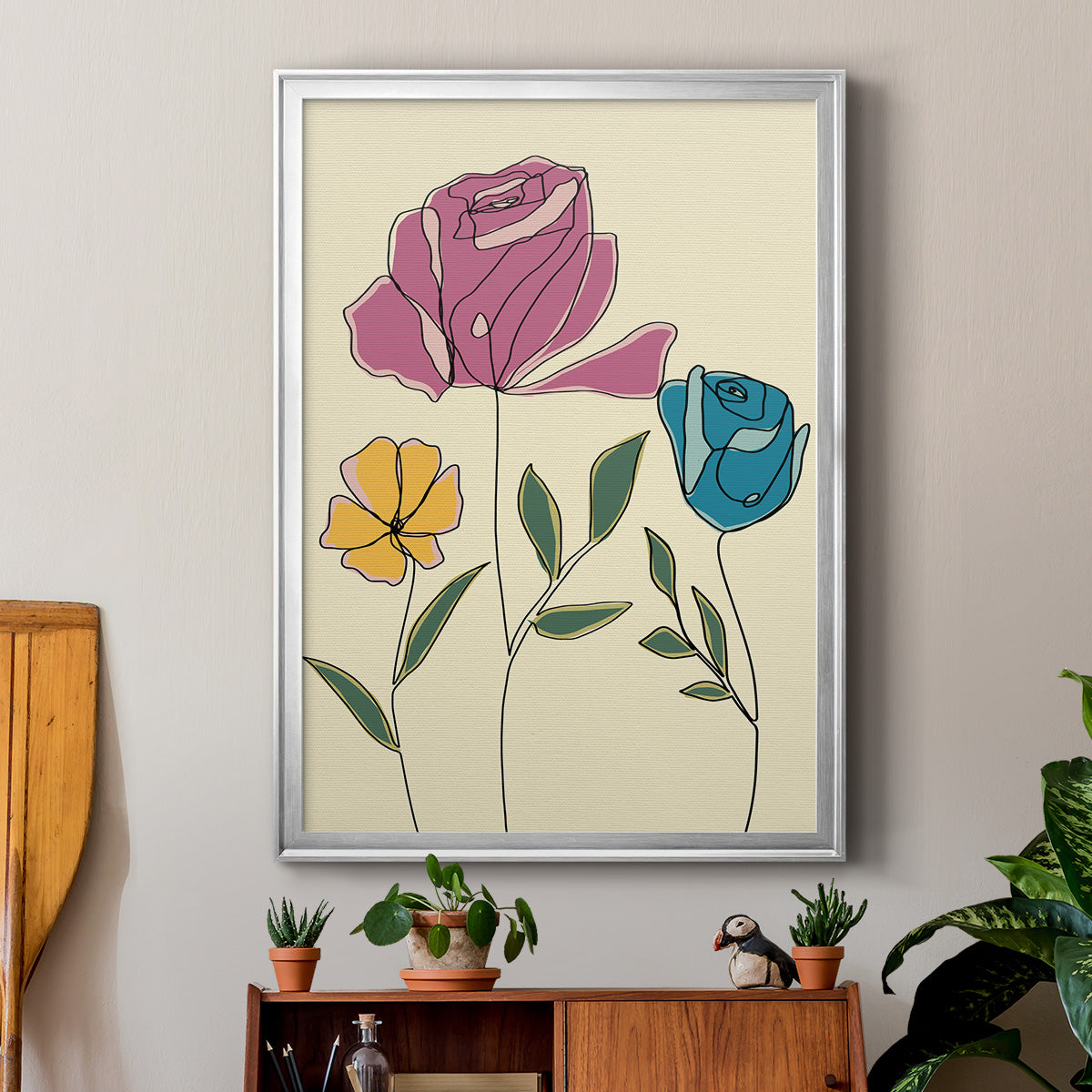 Colored Floral II - Modern Framed Canvas Print