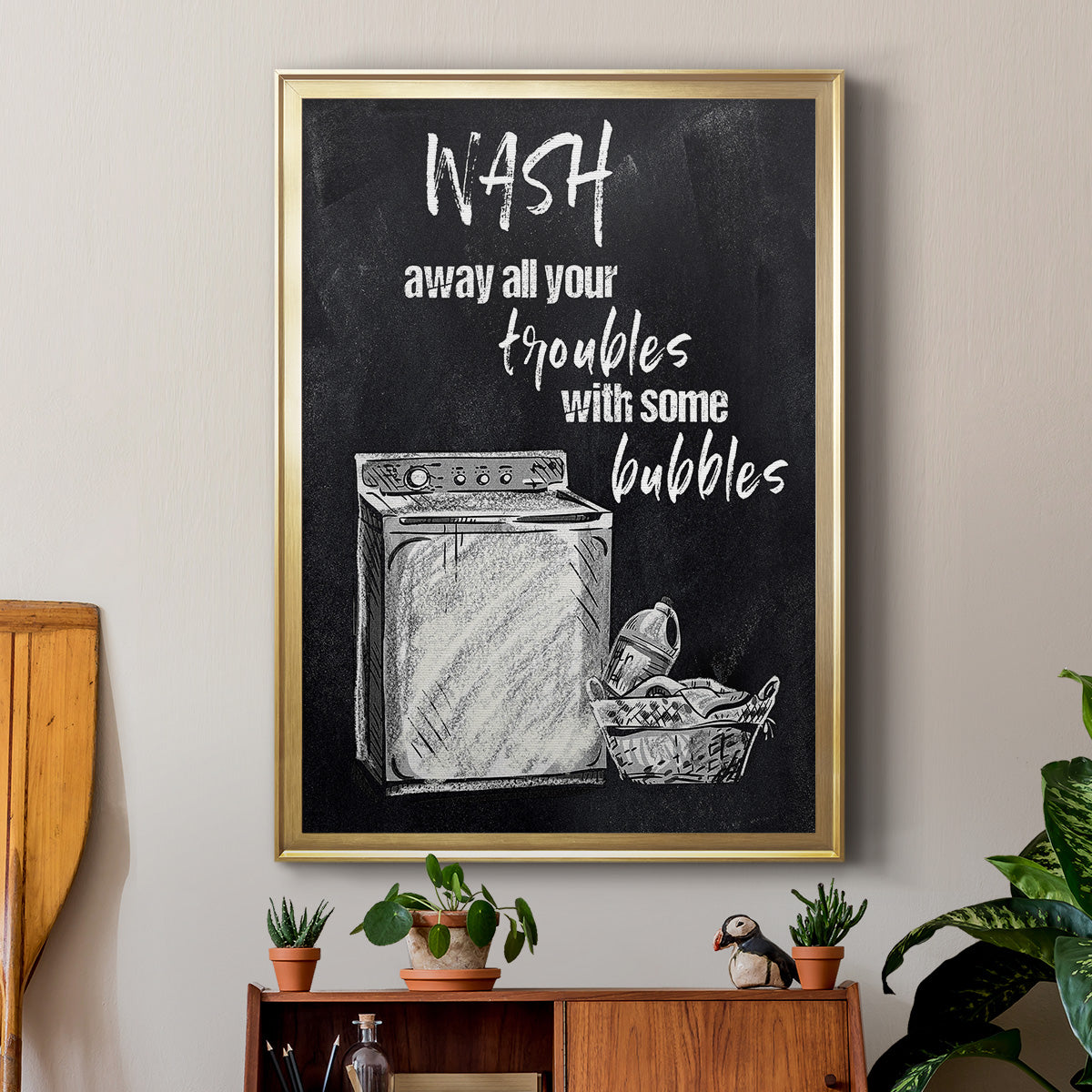 Wash Away Your Troubles - Modern Framed Canvas Print