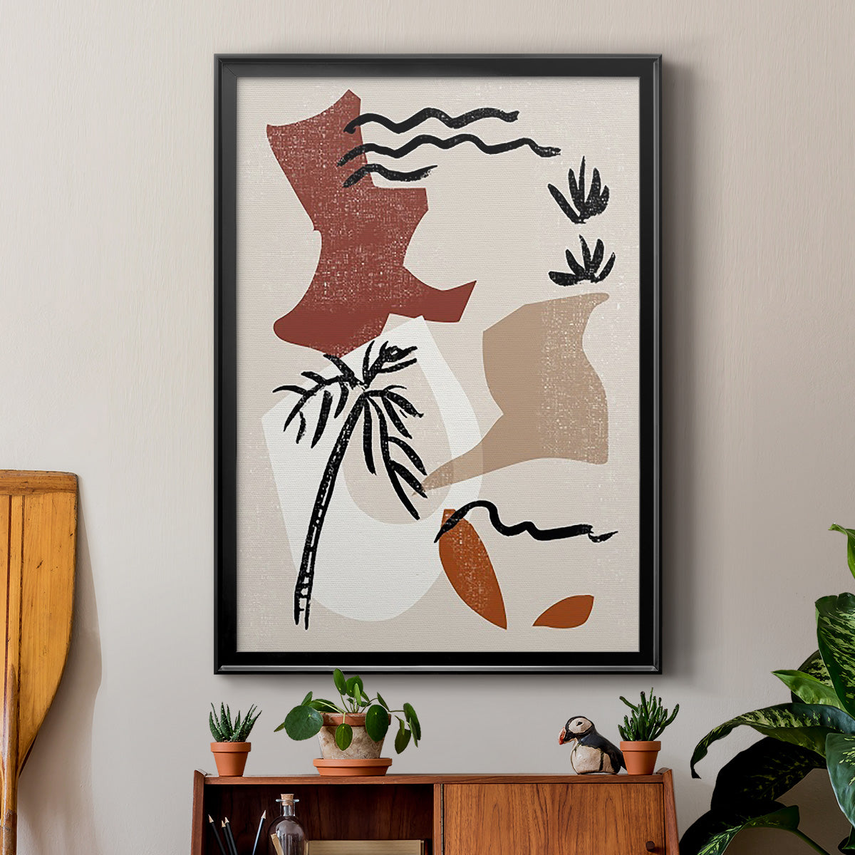 Soft Palms II - Modern Framed Canvas Print