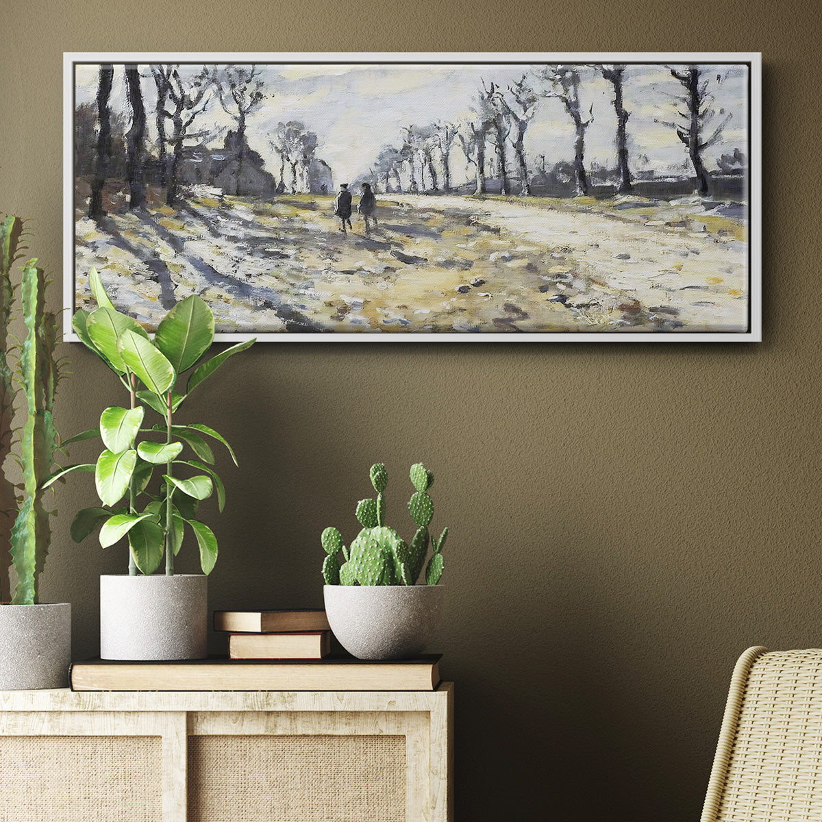 The Road, Effect of Snow at Sunset, 1869 - Floater Framed Canvas Print