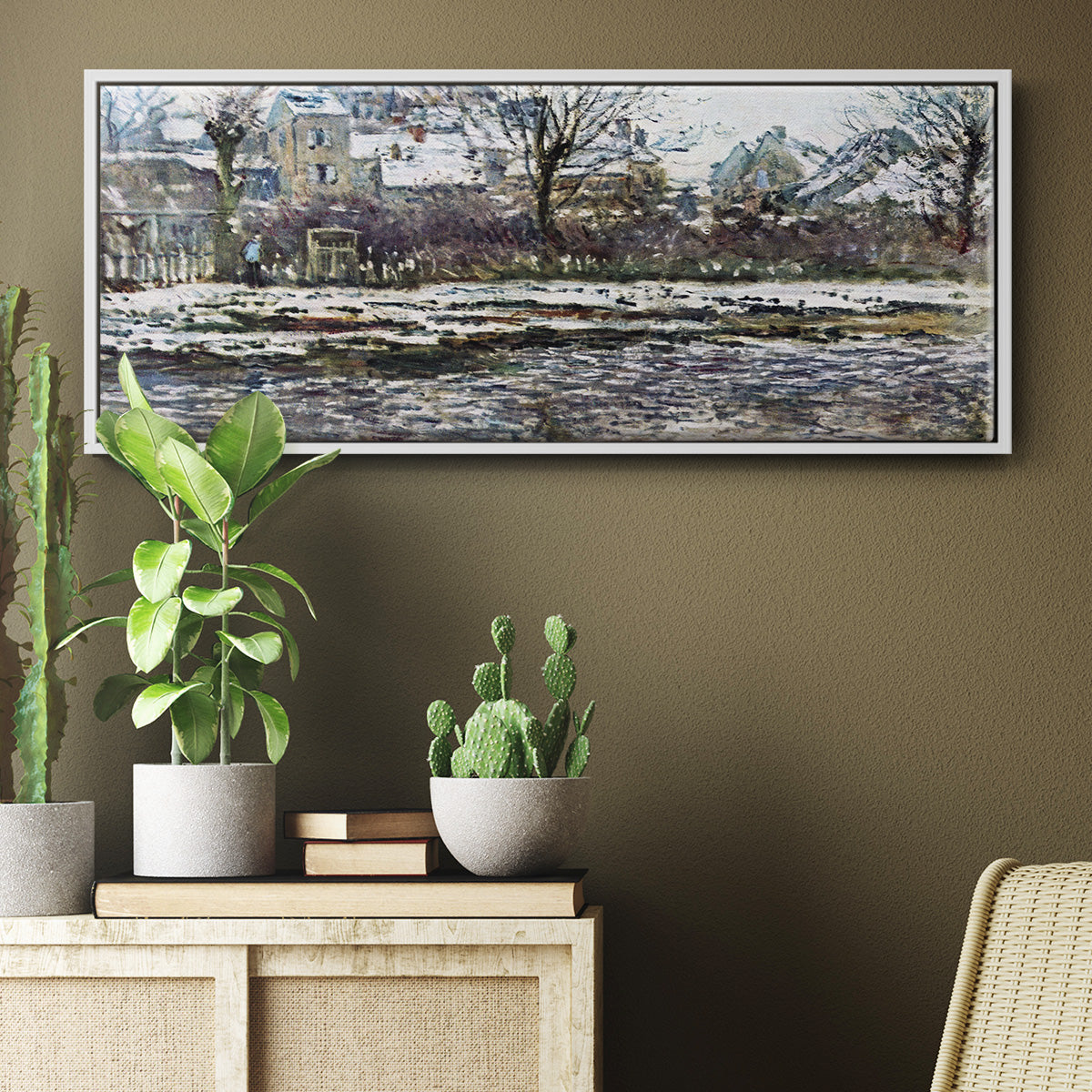Snow in Vétheuil - Floater Framed Canvas Print