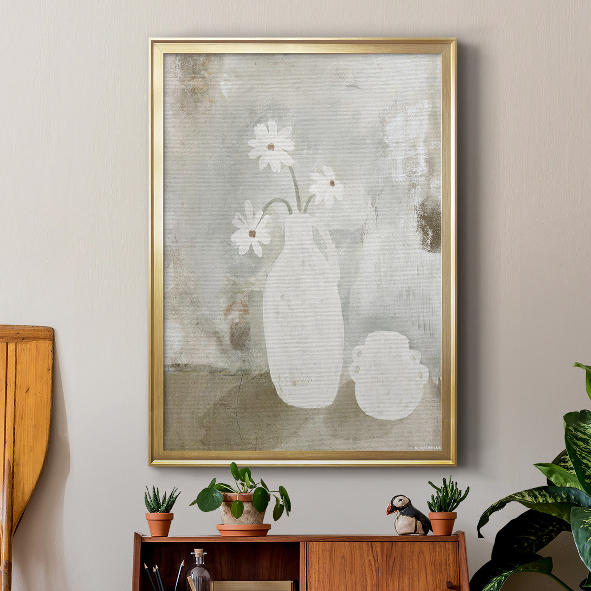 Sunday Blooms - Modern Framed Canvas Print