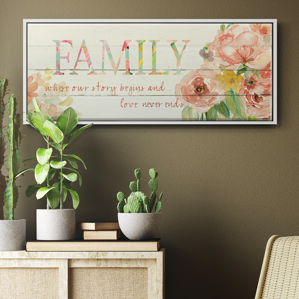 Family Where Our Story Begins - Floater Framed Canvas Print