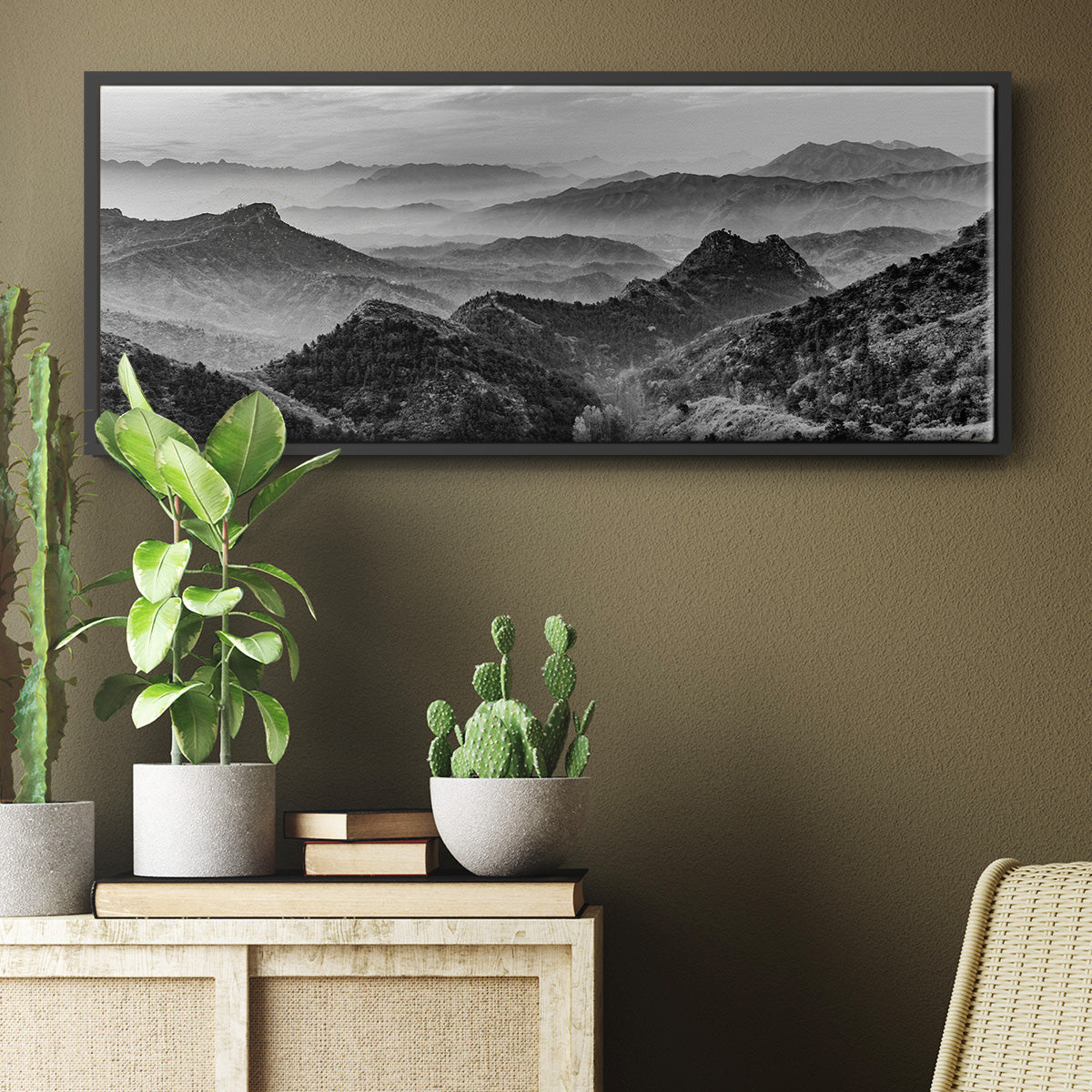 Mountains of the Great Wall - Floater Framed Canvas Print