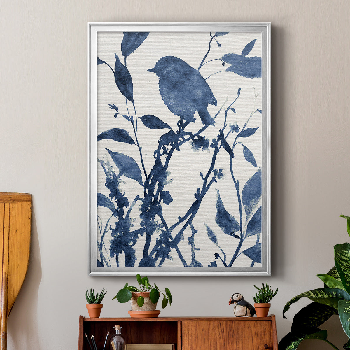 Bluebird Silhouette II - Modern Framed Canvas Print