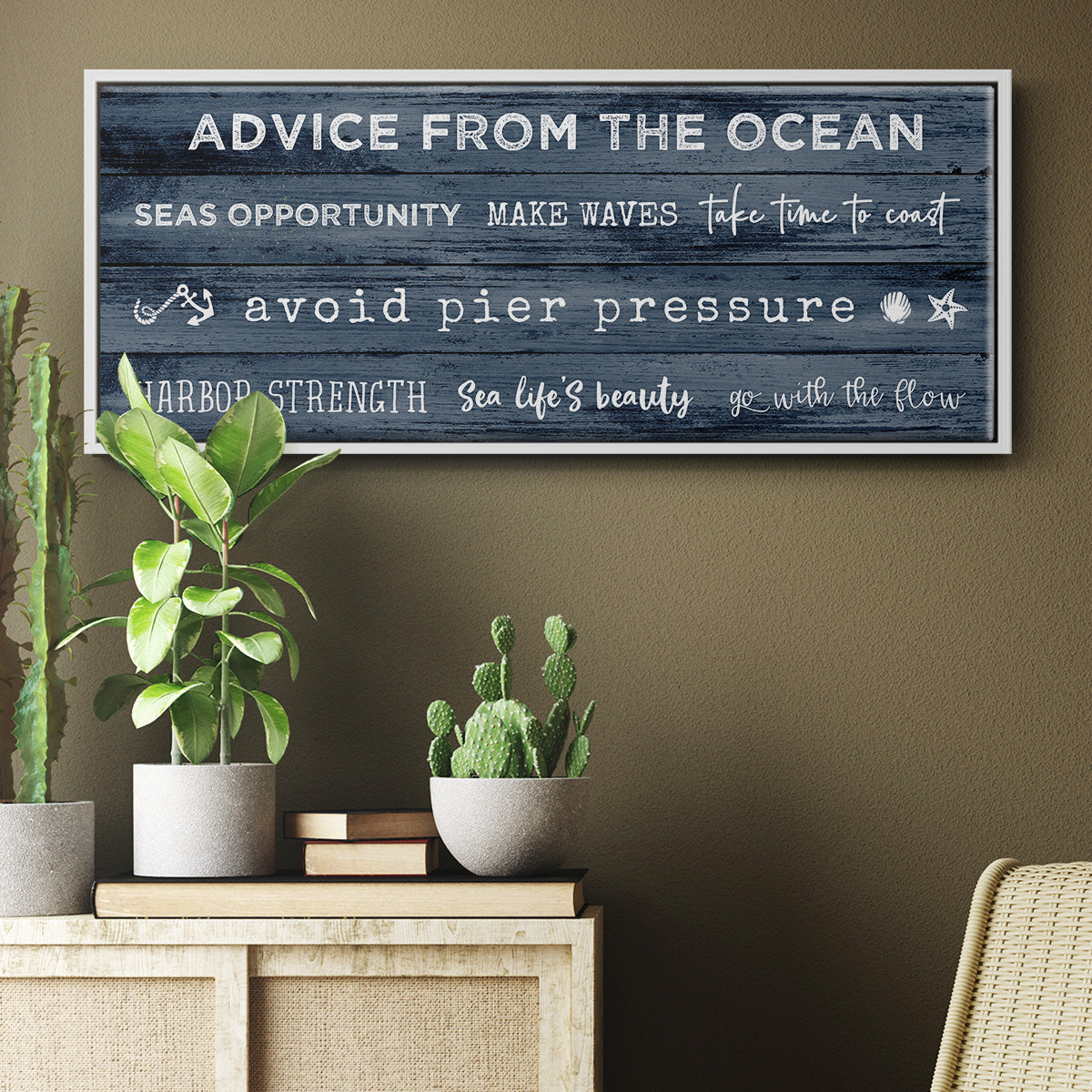 Navy Ocean - Floater Framed Canvas Print