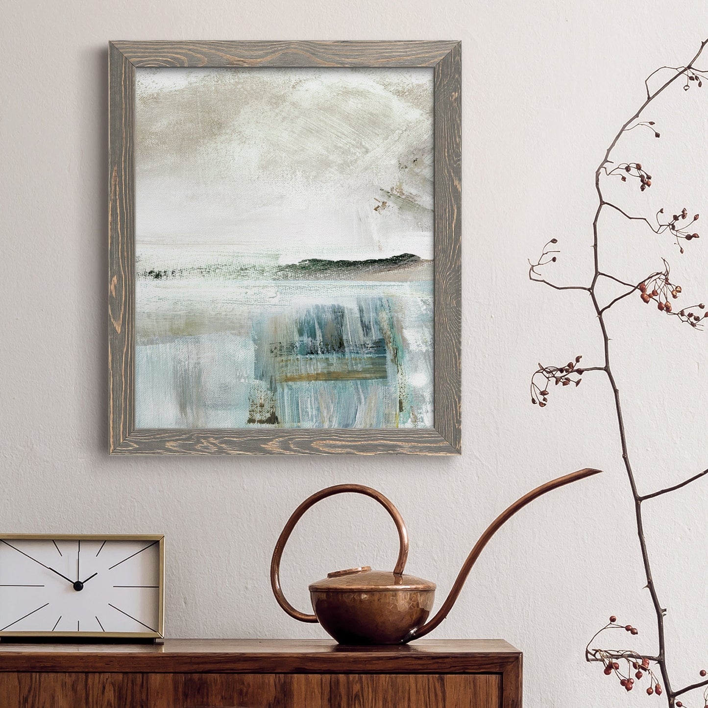 Summer Teal II - Premium Canvas Framed in Barnwood - Ready to Hang