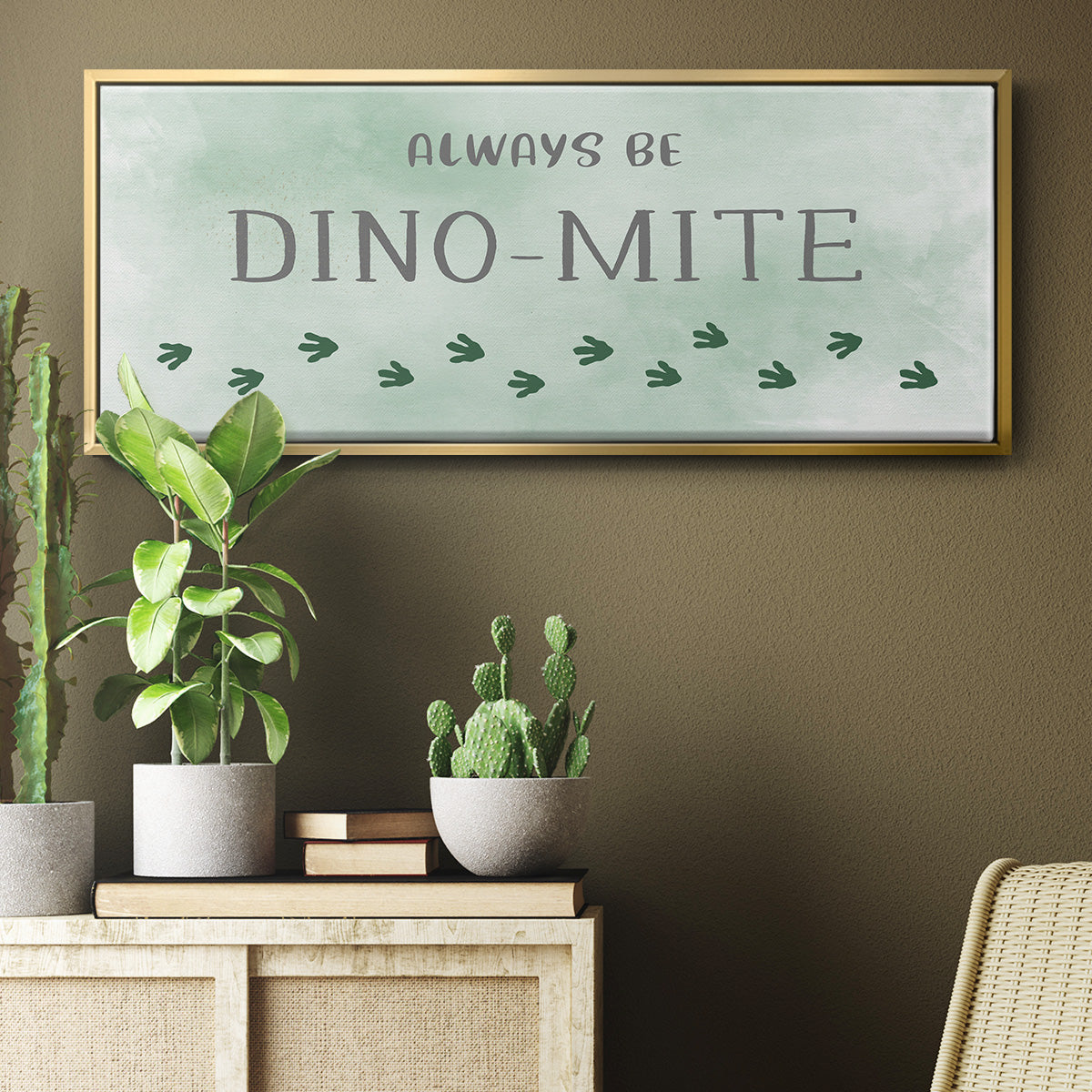 Dinomite - Floater Framed Canvas Print