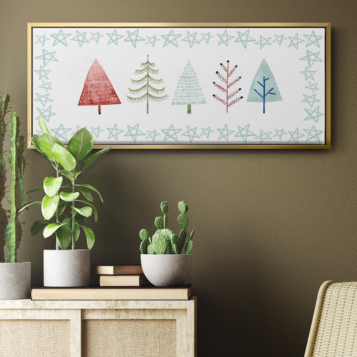 Christmas Tree Whimsy Collection C - Floater Framed Canvas Print