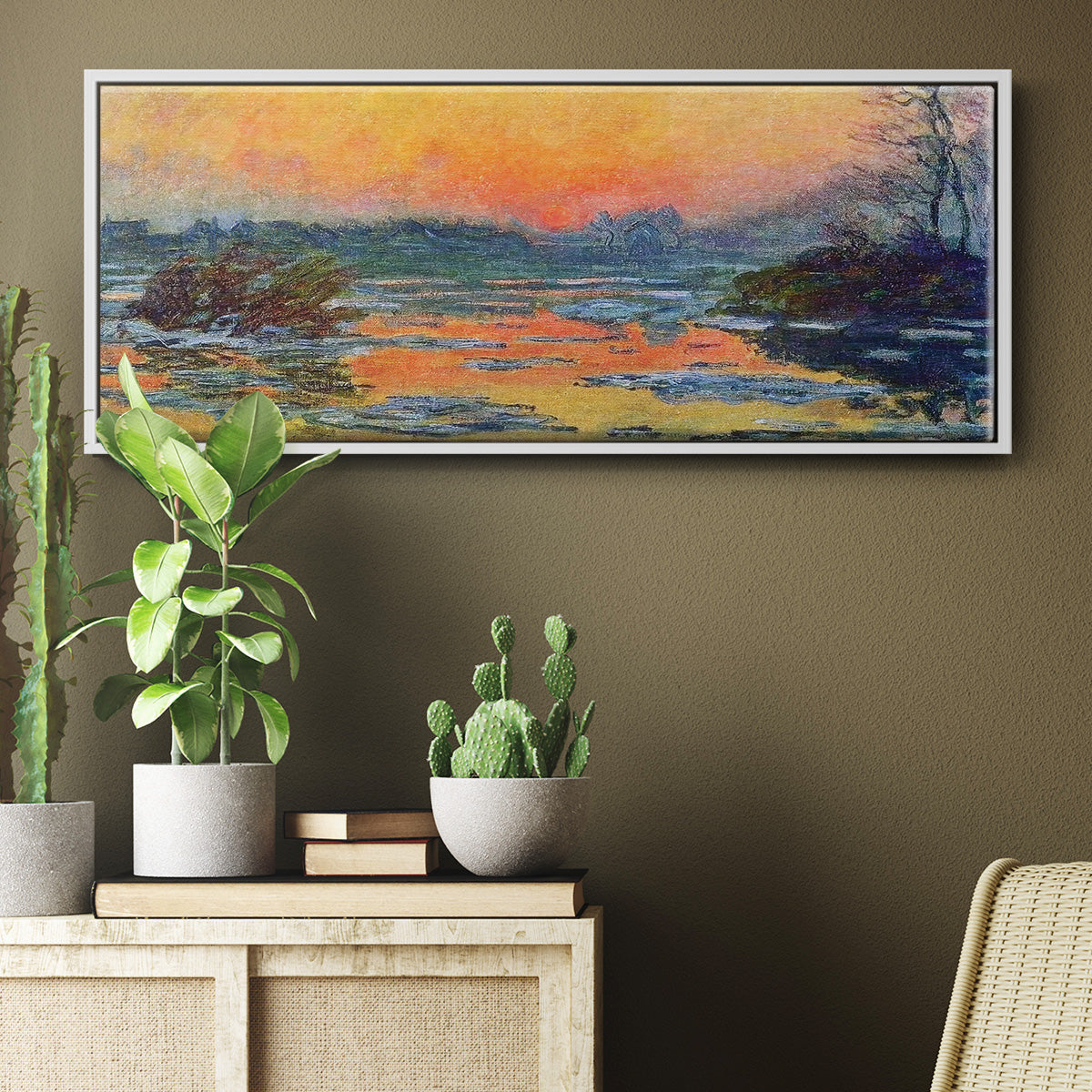 Sunset on the Seine in Winter, 1880 - Floater Framed Canvas Print