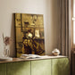 Canvas art print of a calm workspace scene with paintings and soft tones styled in a home decor setting.