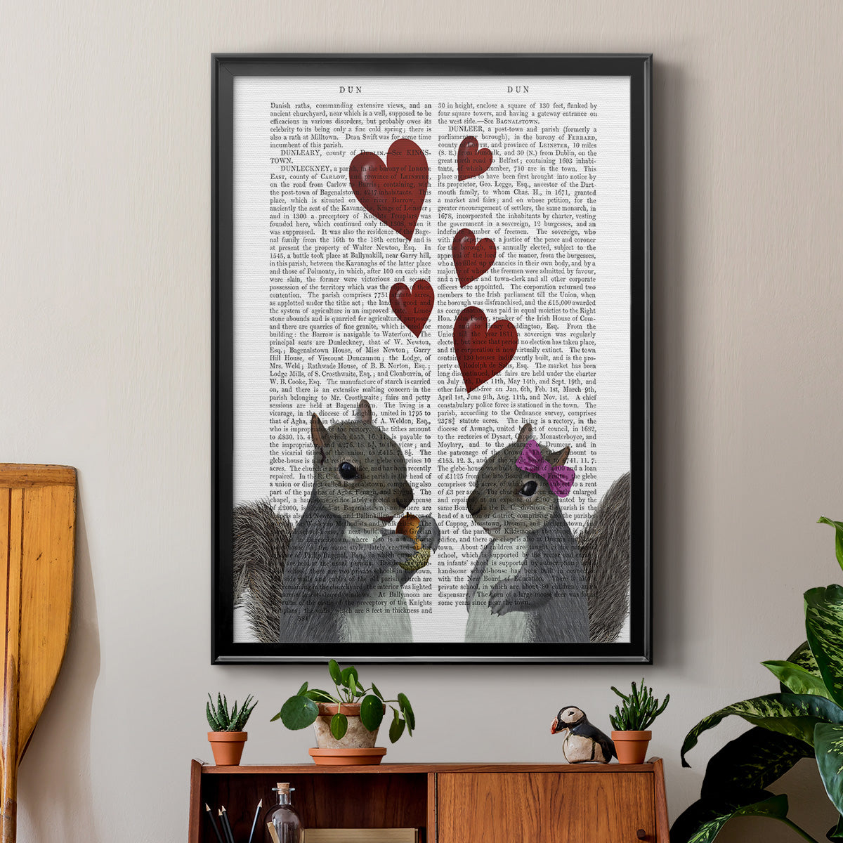 Squirrel Love - Modern Framed Canvas Print