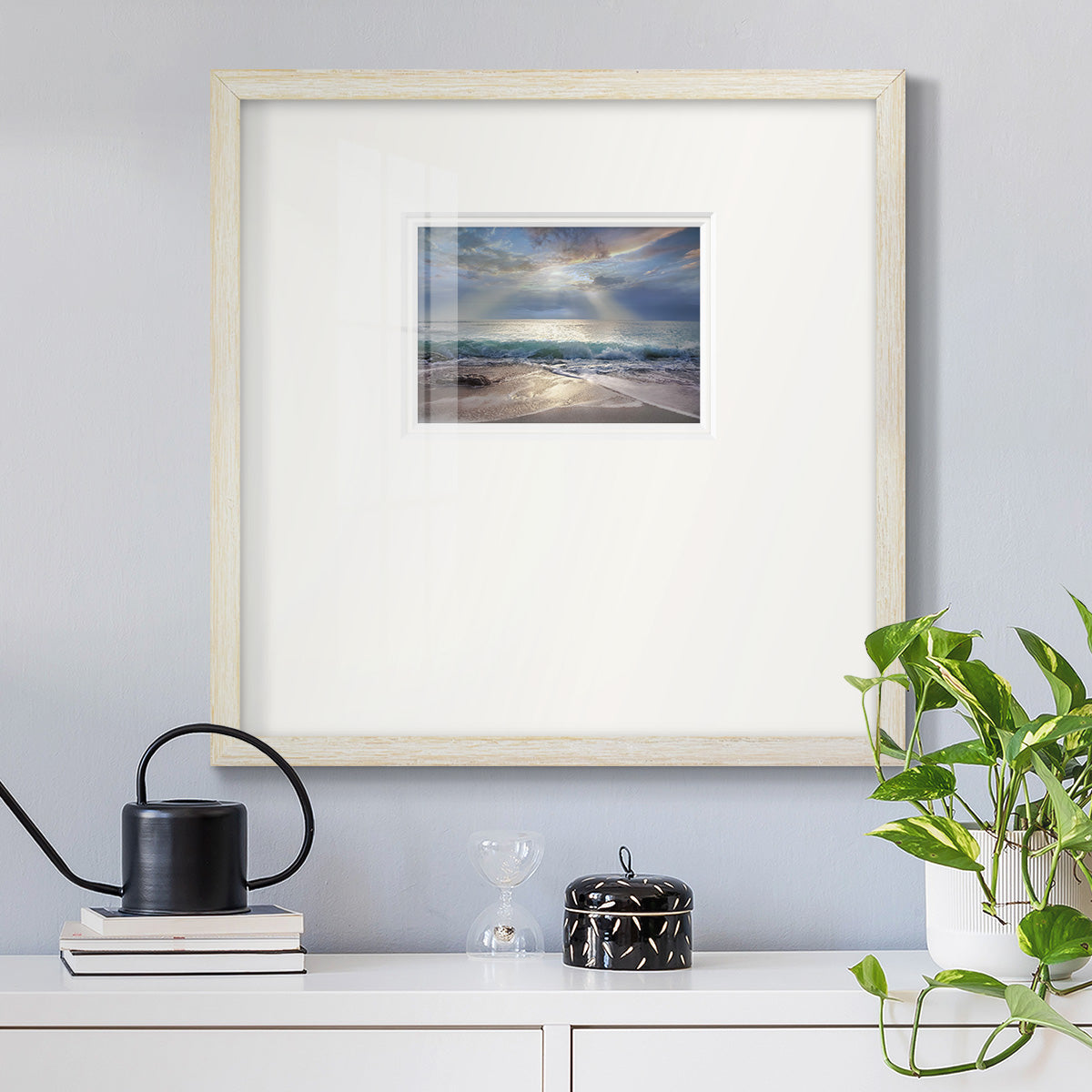 Aqua Blue Morning Premium Framed Print Double Matboard