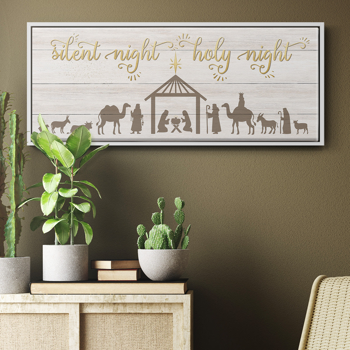 Silent Night Nativity - Floater Framed Canvas Print