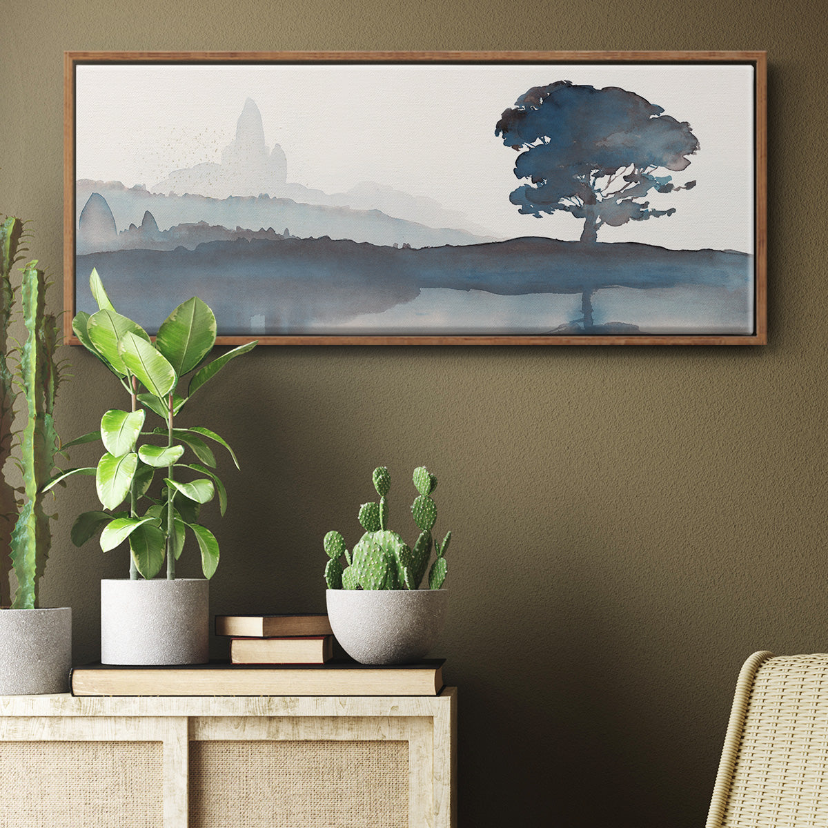 Serene Silhouette II - Floater Framed Canvas Print