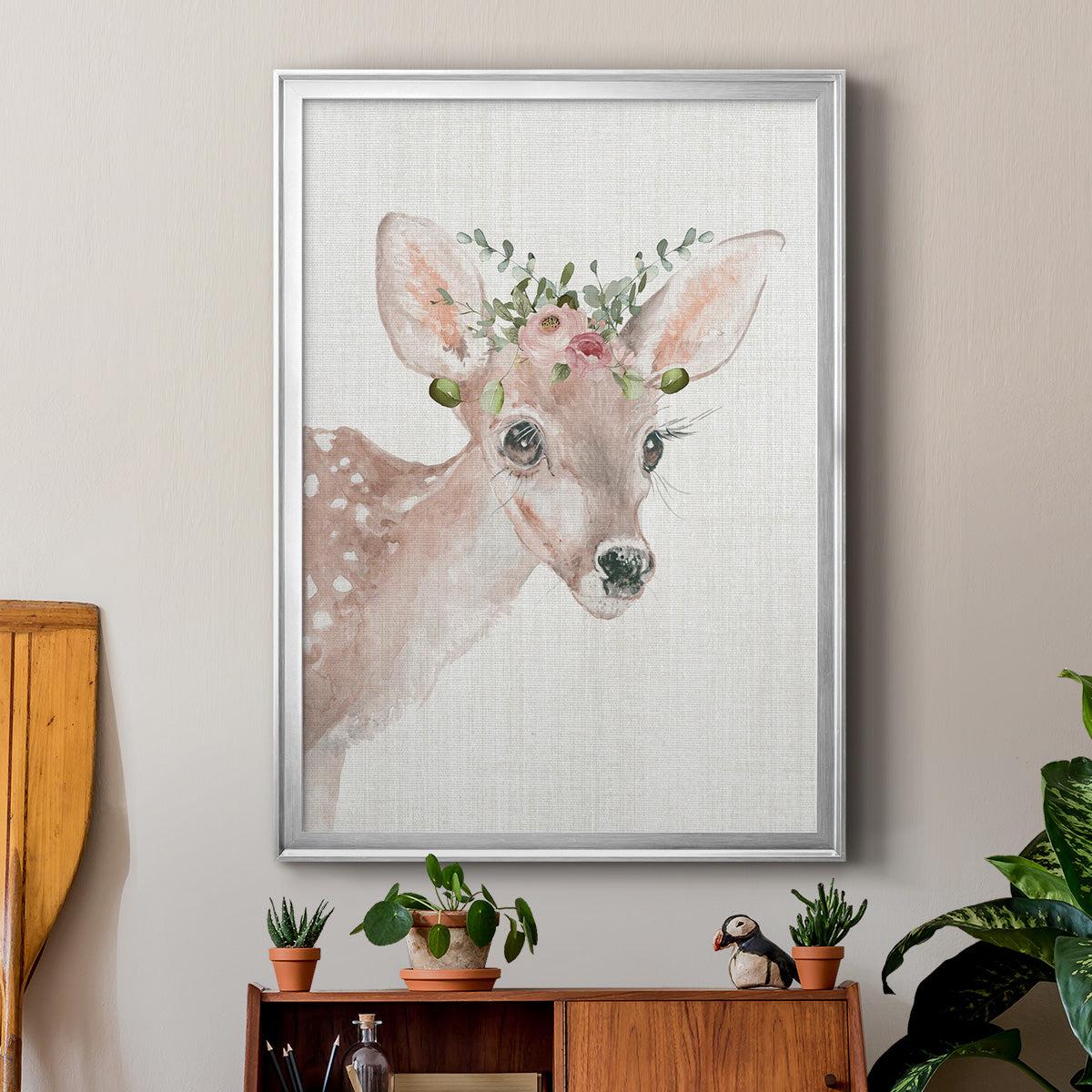 Dressy Fawn - Modern Framed Canvas Print