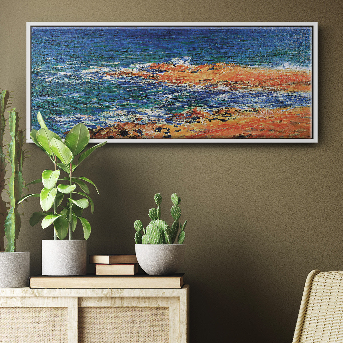 The 'Big Blue' Sea in Antibes, 1888 - Floater Framed Canvas Print