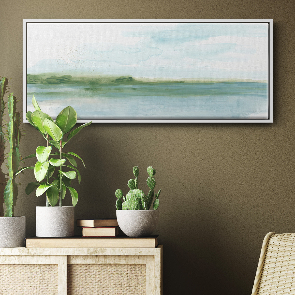 Green Ribbon Coast II - Floater Framed Canvas Print