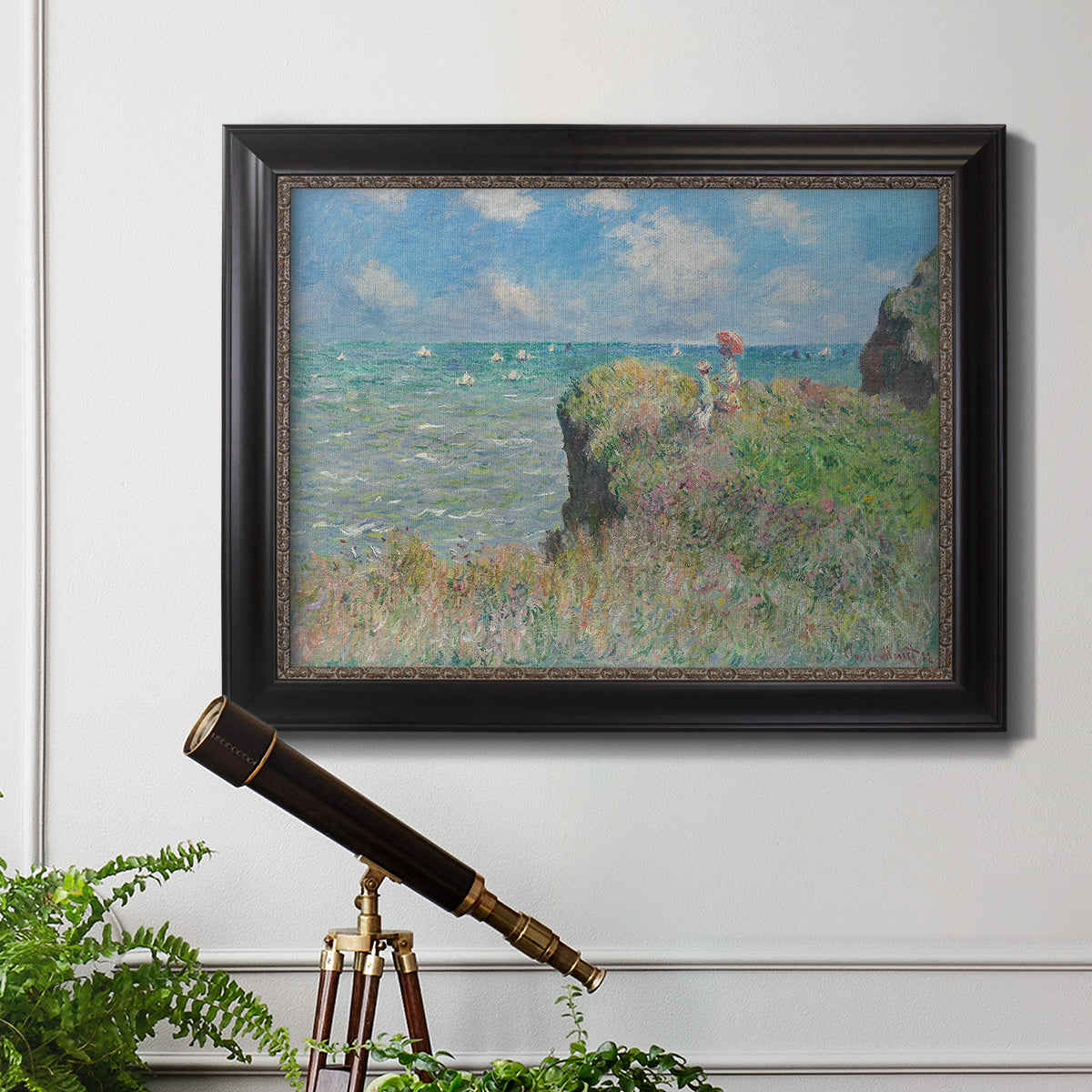 Cliff Walk At Pourville, 1882 - Ornate Framed Canvas Print