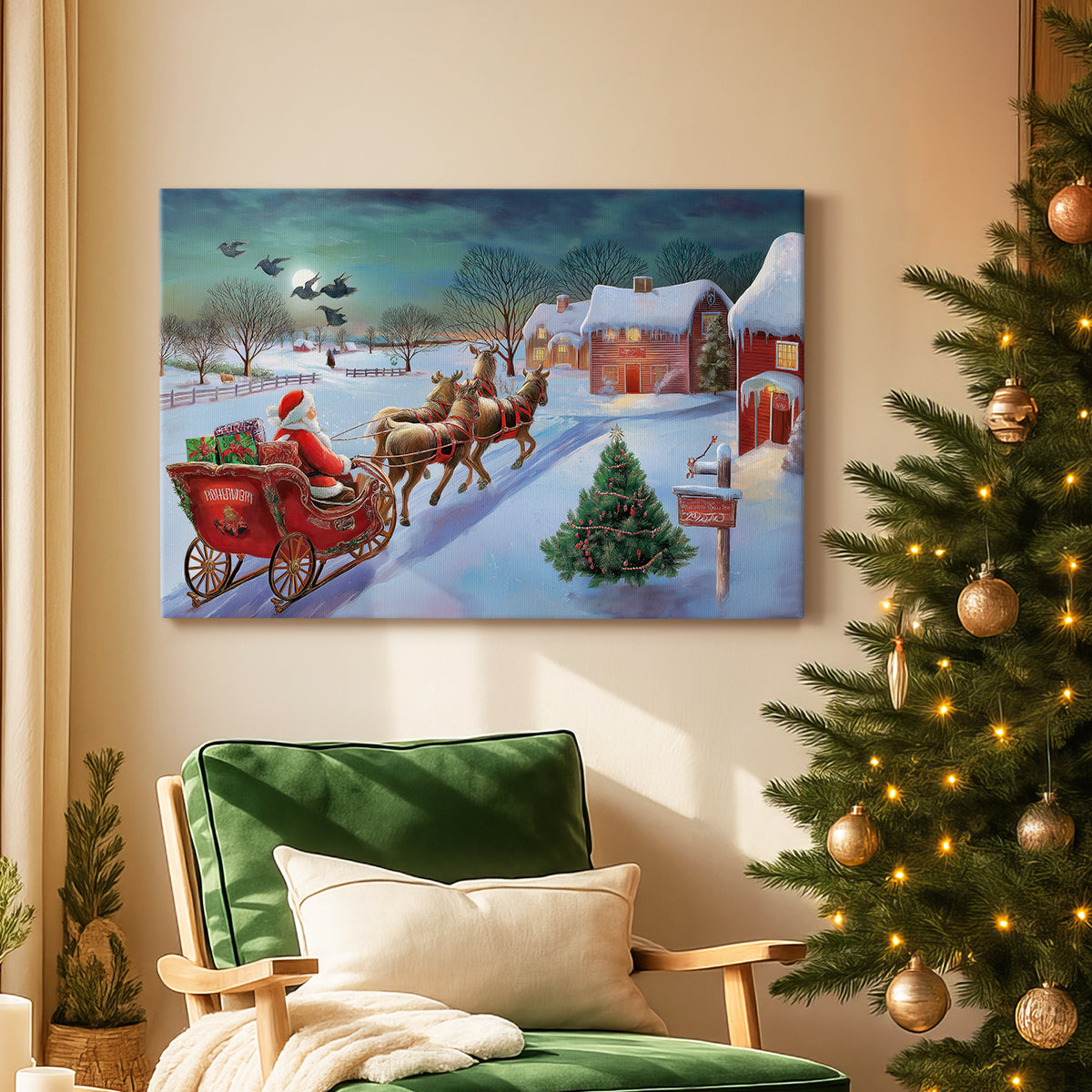 Soft Linen Promise of Wreath - Canvas Art Print