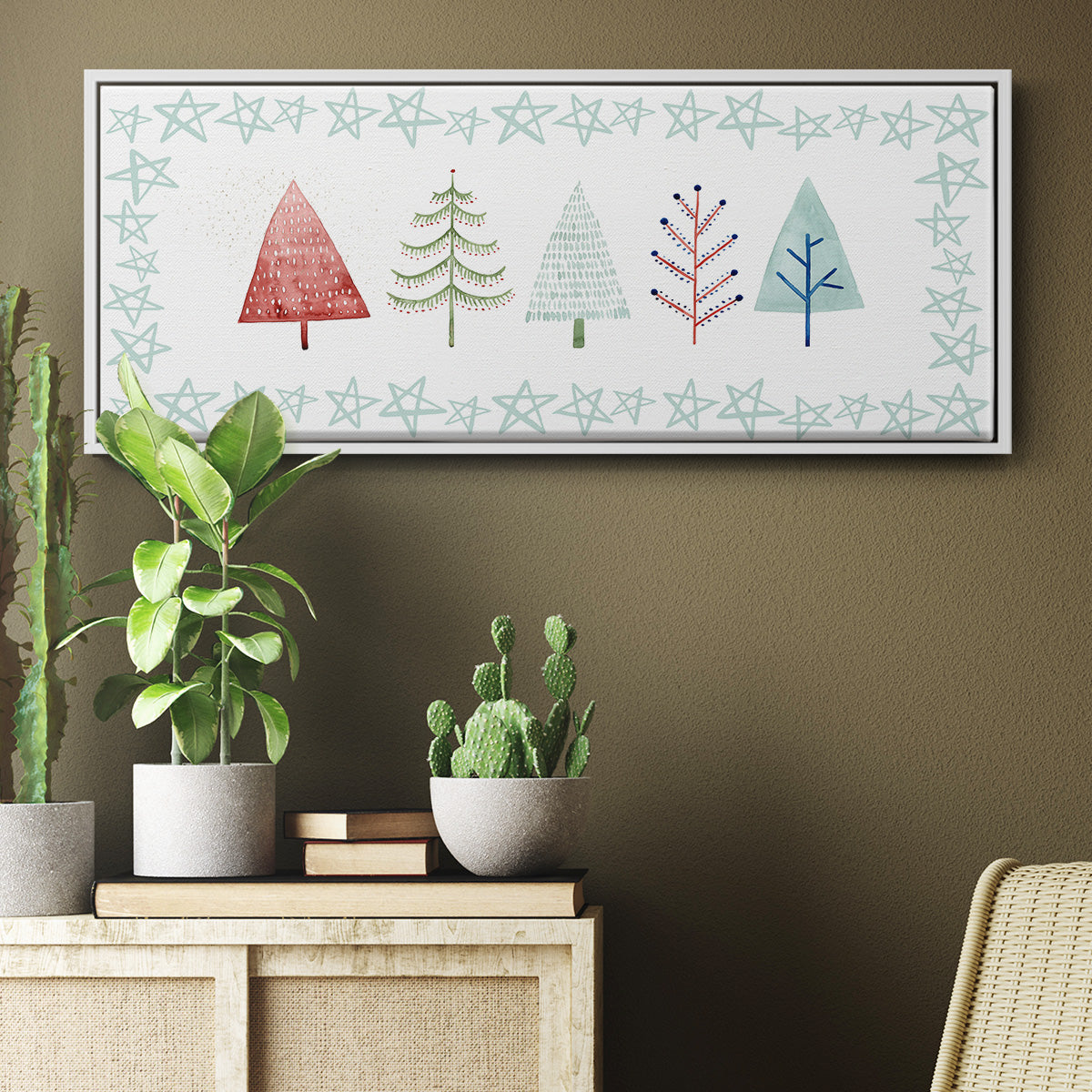 Christmas Tree Whimsy Collection C - Floater Framed Canvas Print