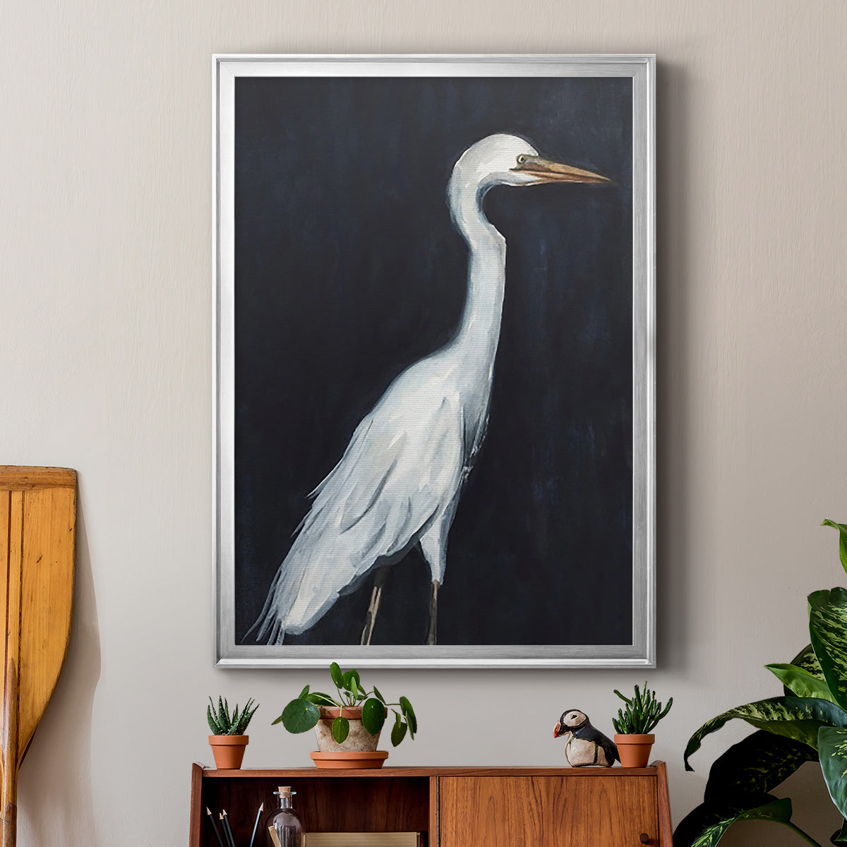 Calm Great Egret II - Modern Framed Canvas Print