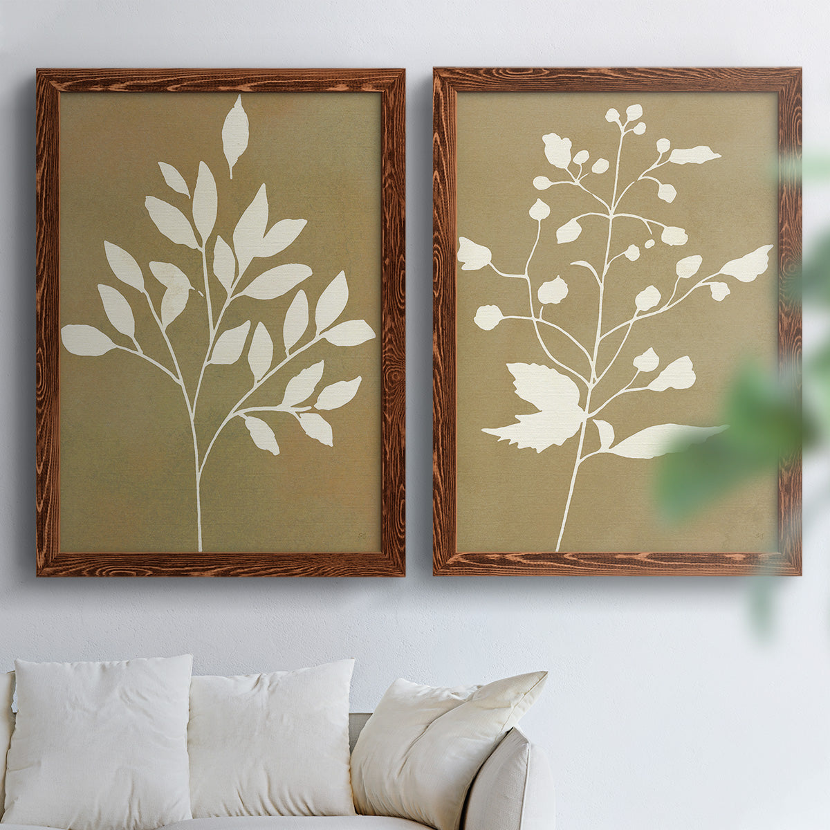 Honey Botanical I   - Premium Framed Canvas 2 Piece Set - Ready to Hang