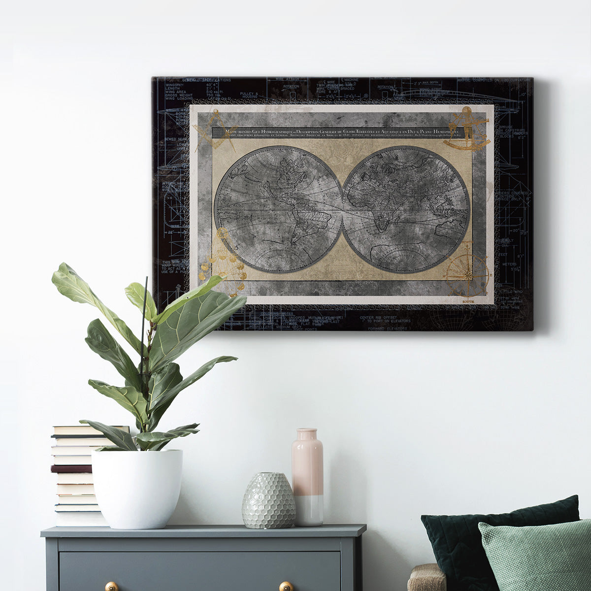 Night World Blueprint Premium Gallery Wrapped Canvas - Ready to Hang