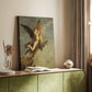 Canvas art print of a dramatic composition with fantasy elements and rich tones styled in a home decor setting.