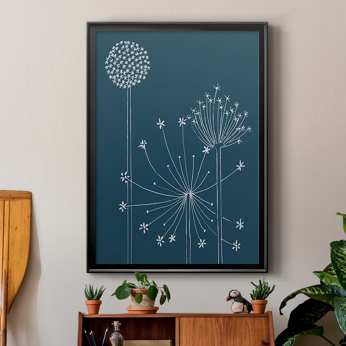 Graphic Alliums I - Modern Framed Canvas Print