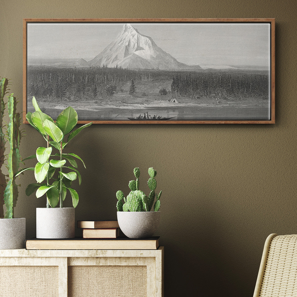 Mount Hood from the Columbia - Floater Framed Canvas Print
